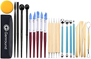 Polymer Clay Tools, Genround 25pcs Modeling Clay Sculpting Tools, 5 Dotting Tools, 5 Rubber Tip Pens, 4 Ball Stylus, 4 Modeling Pottery Tools, 5 Clay Carving Tools, Sponge and Storage Bag