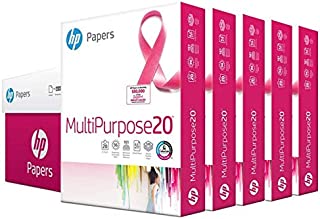 HP Printer Paper 8.5x11 MultiPurpose 20 lb 5 Ream Case 2500 Sheets 96 Bright Made in USA FSC Certified Copy Paper HP Compatible 115100PC