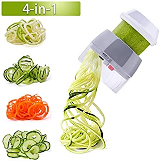 Handheld Spiralizer Vegetable Slicer Nurch 4 in 1 Veggie Spiral Cutter Zucchini Noodle Maker Spaghetti Maker Spiral Slicer Great for Salad