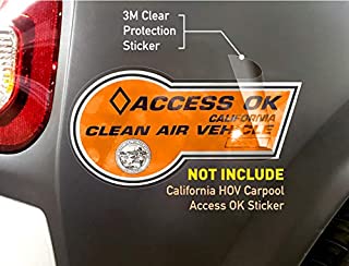 ATOZ BOX 3M Clear Car Paint Protection Film Wraps for California HOV Carpool Access OK Sticker Clean Air Vehicle Tesla Model S, 3, X, Y, Bolt, Kona, NIRO, Leaf, Ioniq, BMW i3, etc. (4 Pack)