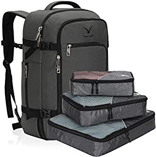 Hynes Eagle Travel Backpack 40L Flight Approved Carry on Backpack, Grey with 3PCS Packing Cubes 2018