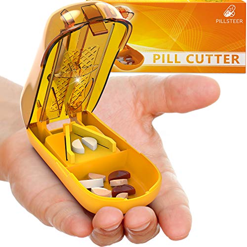 Pill Cutter Splitter - Tablet Pill Splitter Cutter Chopper - Medication Divider Quarters