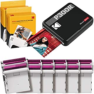 KODAK Mini 3 Square Retro Portable Printer - Social Media Photo Instant Printer  Premium App iOS & Android Compatible  Wireless Connection  3x3inch Photo - 4PASS Technology - 60 Sheet Bundle Black