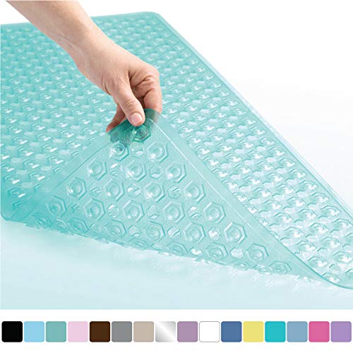 Gorilla Grip Original Patented Bath, Shower, Tub Mat, 35x16, Machine Washable, Antibacterial, BPA, Latex, Phthalate Free, Bathtub Mats with Drain Holes and Suction Cups, XL Size Bathroom Mats, Green