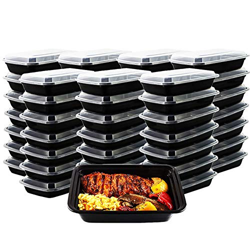 50 Pack Meal Prep Containers 26oz Food Prep Containers Disposable Food Containers with Lids Reusable Plastic Containers Microwave Freezer Safe