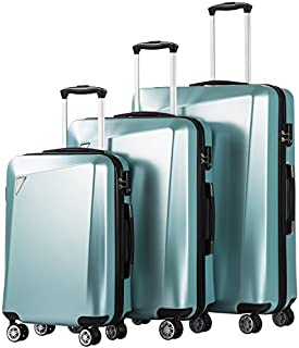 Coolife Luggage 3 Piece Sets PC+ABS Spinner Suitcase