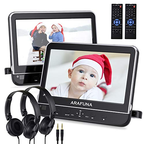 Dual Portable DVD Player for Car with Headrest Mount, Headrest DVD Player for Kids with Region Free, Last Memory, HDMI Input & AV in/Out, Support USB/SD, Great for Car Travel(2 X 10.1 DVD/CD Players)