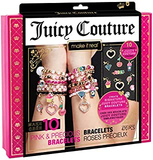 Make It Real - Juicy Couture Pink and Precious Bracelets - DIY Charm Bracelet Kit with Beads for Tween Jewelry Making - Jewelry Making Kit for Girls