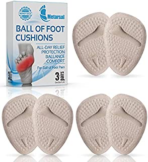 Metarsal Ball of Foot Cushion Pads, Metatarsal High Heel Inserts Pads, Forefoot Pain Relief with Massage Point, Soft Clear, Comfort, Reusable, One Size Fits Most Shoes for Men & Women 3 Pairs (Beige)