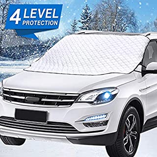 Mumu Sugar Car Windshield Snow Cover, Car Windshield Snow Ice Cover with 4 Layers Protector, Waterproof Windshield Winter Cover for Ice,Snow,Frost,Sun Protection,Extra Large Size Fits Most Vehicles