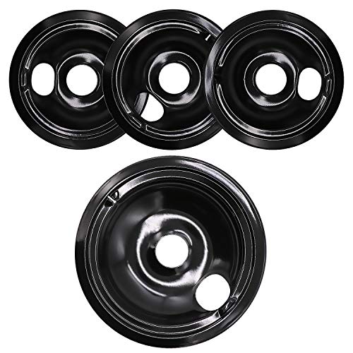 Beaquicy WB31M19 WB31M20 Burner Electric Range Porcelain Drip Pan Bowls - Includes 1 Pack 8-Inch WB31M19 and 3 Pack 6-Inch WB31M20 - Replacement for Kenmore GE Hotpoint Range