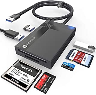 SD Card Reader 7 in 1, WARRKY Multi-Card Reader Hub for 3 USB 3.0, 4 Memory Cards [Fast, Simultaneous, Versatile] for Micro SD, TF, SDHC, SDXC, MMC, Micro SDXC, Micro SDHC, MS, UHS-I, CF, CFI