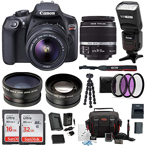 Canon EOS Rebel T6 Digital Camera: 18 Megapixel 1080p HD Video DSLR Bundle with 18-55mm Lens TTL Flash 48GB SD Card Mini Tripod Filter Kit & Charger - Professional Vlogging Sports & Action Cameras