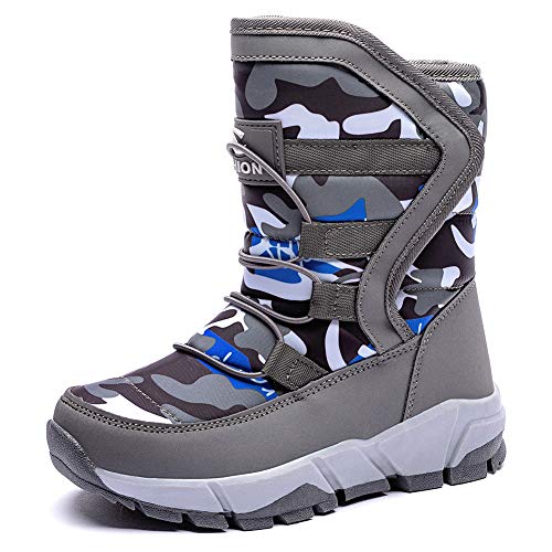 GUBARUN Boys Snow Boots Kids Outdoor Warm Shoes Waterproof (Grey,1.5)