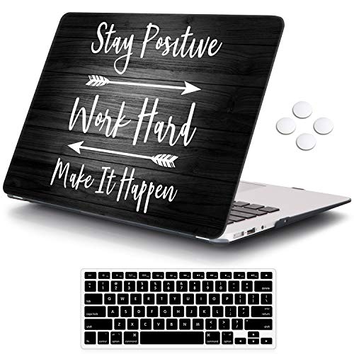 MacBook Air 13 inch Case (Release 2010-2017 Older Version), iCasso Hard Shell Plastic Protective Case & Keyboard Cover Only Compatible with MacBook Air 13 Inch Model A1369/A1466 - Stay Positive