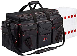 Piscifun Travel Pro Fishing Tackle Bag with 4 Trays Large Water-Resistant Fishing Tray Bags Outdoor Fishing Tackle Storage Bag with 3700 Tackle Boxes XL