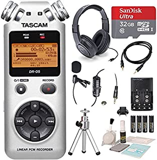 Tascam DR-05 (Version 2) Portable Handheld Digital Audio Recorder (Silver) with Platinum accessory bundle