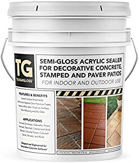 ToughGloss Concrete Sealer (Semi-Gloss) - #1 Easy Use Wet Look Acrylic Sealer for Driveways, Patios, Garage Floors, Walkways, Paver, and Other Concrete Surfaces - Protect Your Concrete