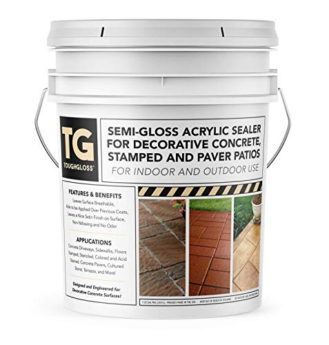 ToughGloss Concrete Sealer (Semi-Gloss) - #1 Easy Use Wet Look Acrylic Sealer for Driveways, Patios, Garage Floors, Walkways, Paver, and Other Concrete Surfaces - Protect Your Concrete