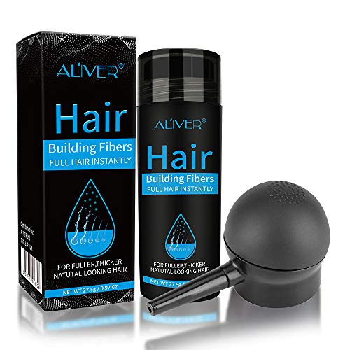 Aliver Hair Fibers for Thinning Hair with Spray - Undetectable Natural Formula - Thicker Fuller Hair in 15 Seconds - Conceals Hair Loss & Look Younger - Designed for Men & Women,0.97Oz(Medium Brown)