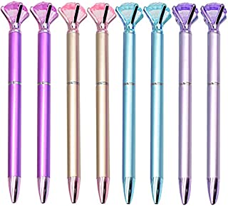 Maydahui 12PCS Big Diamond Retractable Ballpoint Pen gem pens Rhinestones Crystal Bling Plated Metal Color Black Gel Ink Ballpen for Women Kids Girls