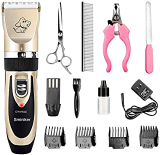 Sminiker Professional Rechargeable Cordless Dogs Cats Horse Grooming Clippers - Professional Pet Hair Clippers with Comb Guides for Dogs Cats Horses and Other House Animals Pet Grooming Kit