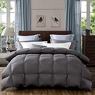 Ventidora Goose Down Comforter King Size Grey Comforter 1200 Thread Count Organic Cotton 750 Fill Power Hypoallergenic Duvet Insert-106x90Inches