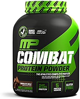 MusclePharm Combat Protein Powder, 5 Protein Blend, Chocolate Milk, 4 Pounds, 52 Servings