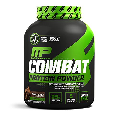 MusclePharm Combat Protein Powder, 5 Protein Blend, Chocolate Milk, 4 Pounds, 52 Servings