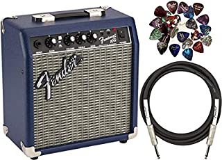 Fender Frontman 10G Electric Guitar Amplifier - Midnight Blue Bundle with 24 Picks and 10-Foot Instrument Cable