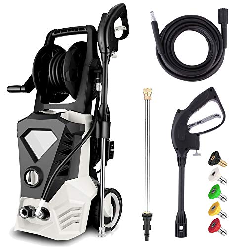 Electric Pressure Washer 3500PSI 2.6GPM High Power Washer with 32ft Cable and 5 Quick-Connect Spray Nozzles for Cleaning Homes, Cars, Decks, Driveways, Patios (White)