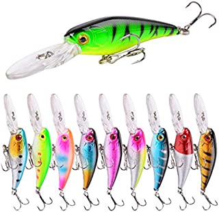 Aorace 10pcs/lot 7.28g/9cm 3D Fishing Eyes Laser Line Hard Minnow Baits Life-Like Swimbait Fishing Lures Bass Crankbait Tackle for Pikes/Bass/Trout/Walleye/Redfish