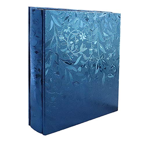 RECUTMS Photo Album 4x6 600 Photos PU Leather Cover Large Wedding Photo Books Black Pages Horizontal and Vertical Family Album Gift Memory Book (Blue S-Leaf)