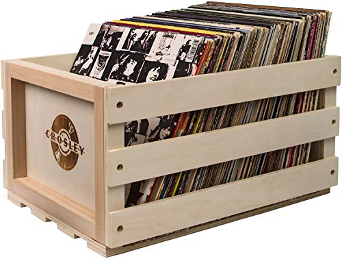 Crosley AC1004A-NA Record Storage Crate Holds up to 75 Albums, Natural