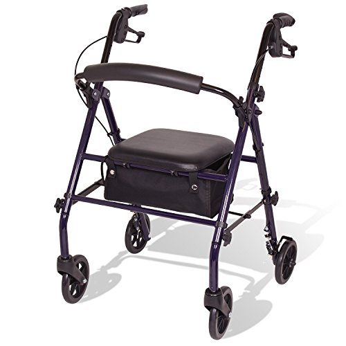 Carex Steel Rollator Walker with Seat and Wheels - Rolling Walker for Seniors - Walker Supports 350lbs, Foldable, For Those 5'0