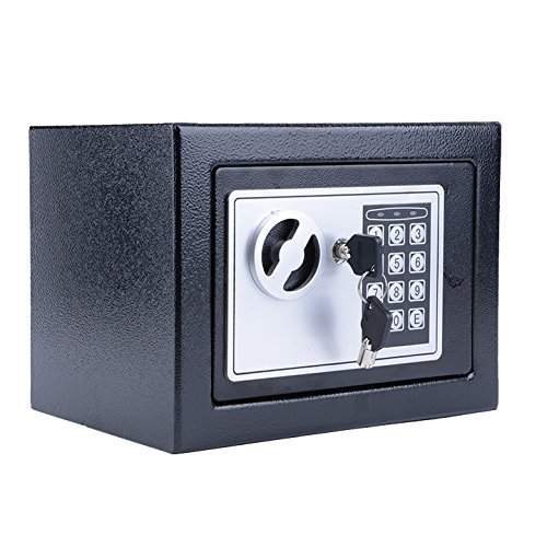 Modrine Security Safe - Digital Safe, Electronic Steel, Fireproof Lock Box with Keypad to Protect Money, Jewelry, Passports for Home, Business or Travel Black (Black)