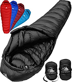 Hyke & Byke Quandary 15 Degree F 650 Fill Power Hydrophobic Down Sleeping Bag with ClusterLoft Base - Ultra Lightweight 3 Season Mens and Womens Mummy Bag Designed for Backpacking