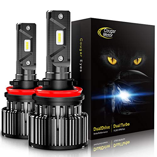 Cougar Motor LED Headlight Bulbs All-in-One Conversion Kit - H11 (H8, H9) -10000Lm 6000K Cool White CREE