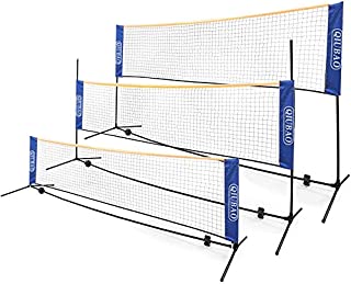 QIUBAO Portable Badminton Net Set - Come with Carry Bag, Easy Set up Net for Tennis, Soccer Tennis, Kids Volleyball -Nylon Sports Net with Metal Poles - for Indoor or Outdoor (14fFT) (14fFT)