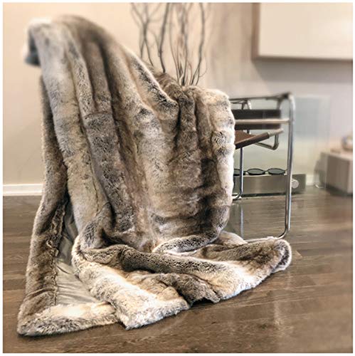Eikei Luxury Faux Fur Throw Blanket (Tan Ombre)