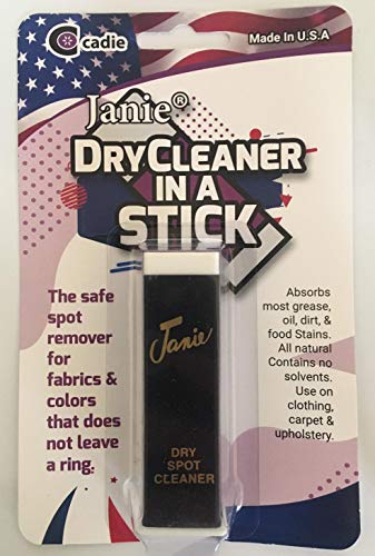 JANIE Dry Cleaner In A Stick,Dry Spot Cleaner,Stain Remover - Absorbs Most Grease,Oil,Dirt,& Food Stains.Use On Clothing,Carpet & Upholstery. (1 Pack)