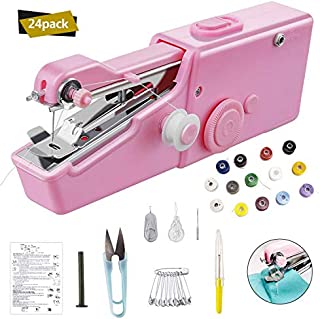 Handheld Portable Sewing Machine,Handheld Sewing Machine,Mini Electric Stitching Machine Cordless Stitch Quick Repairs Fabric Leather Denim(Battery Not Included)