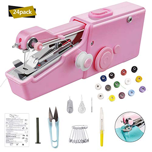 Handheld Portable Sewing Machine,Handheld Sewing Machine,Mini Electric Stitching Machine Cordless Stitch Quick Repairs Fabric Leather Denim(Battery Not Included)