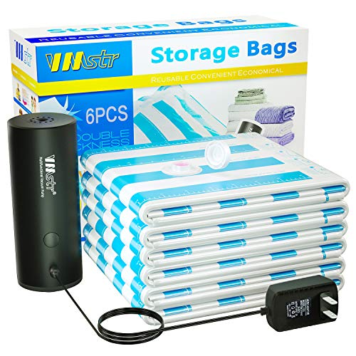 VMSTR Travel Vacuum Storage Bags with Electric Pump, Space Saver Bags for Travel and Home Use (6 PCS)