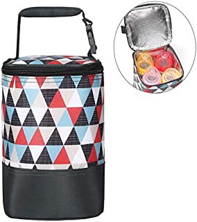 Insulated Baby Bottle Bag for Daycare - MBJERRY Size Upgrade Breastmilk Cooler Bag Baby Bottle Tote Bags, Easily Attaches to Stroller(Colored Triangle, Fits up to 4 Large 8 Oz. Bottles)