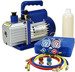 F2C 3.5CFM 1/4HP HVAC Air Vacuum Pump Kit with/AC Refrigeration Gauge