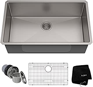 Kraus Standart PRO 32-inch 16 Gauge Undermount Single Bowl Stainless Steel Kitchen Sink, KHU100-32