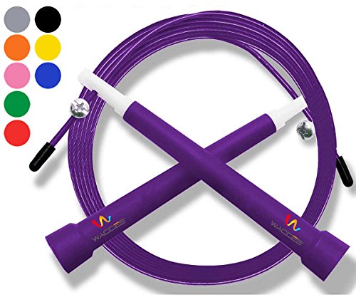 Wacces Premium Quality Adjustable Double Unders High Speed Jump Rope for Boxing, Martial Arts and Fitness (Purple)