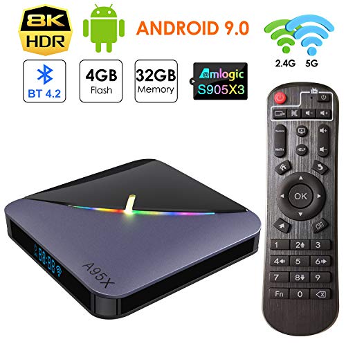 Android 9.0 TV Box 4GB Ram 32GB ROM EstgoSZ Smart 4K/8K Android TV Box Amlogic S905X3 A55 CPU G31 GPU Support HDMI 2.1/H265 VP9 Decoding/Dual WiFi 2.4G 5.0G/100M LAN/BT4.2/USB3.0 Android Box