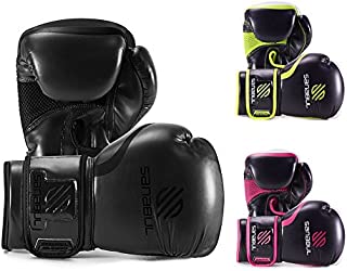 Sanabul Essential Gel Boxing Kickboxing Fighting/Bag Gloves (All Black, 16 oz)